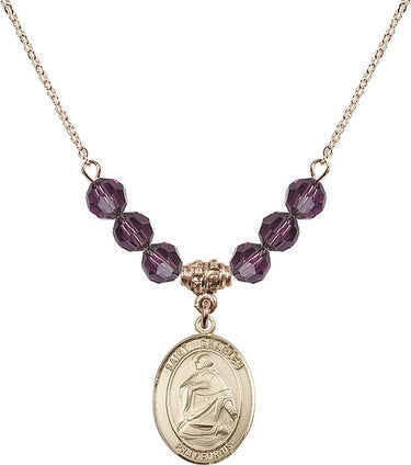 Saint Charles Borromeo Birthstone Necklace | 3/4 inch
