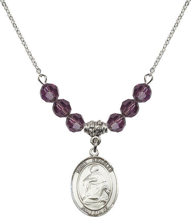 Saint Charles Borromeo Birthstone Necklace | 3/4 inch