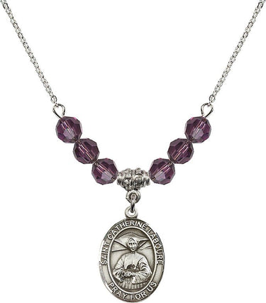 St. Catherine Laboure Birthstone Necklace | 3/4 inch | 6mm Beads