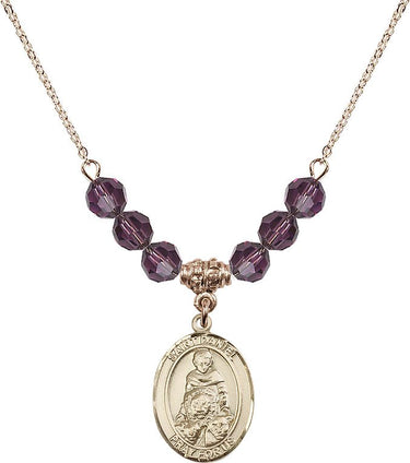 St. Daniel Birthstone Necklace | 3/4 inch | 6mm Beads