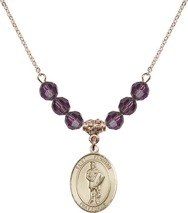 St. Florian Birthstone Necklace | 3/4 inch | 6mm Beads | N30-8034