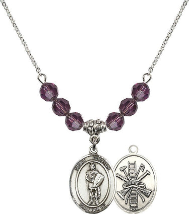 St. Florian Firefighter Birthstone Necklace | 3/4 inch | 6mm Beads