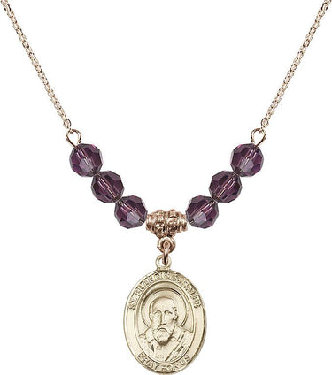 St. Francis de Sales Birthstone Necklace | 3/4 inch | 6mm Beads