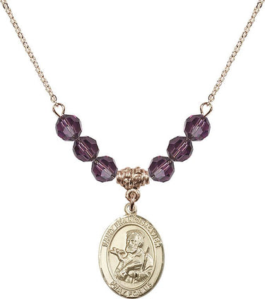 Collar de San Francisco Javier con Piedra de Nacimiento | 1,9 cm | Cuentas de 6 mm