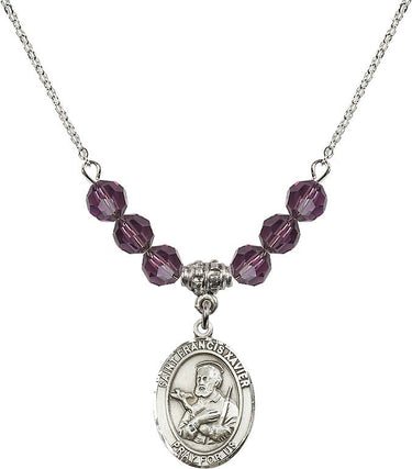 Collar de San Francisco Javier con Piedra de Nacimiento | 1,9 cm | Cuentas de 6 mm