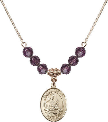 Collar de San Gerardo Mayela con Piedra de Nacimiento | 1.9 cm | Cuentas de 6 mm