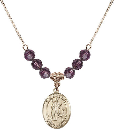 Collar de San Huberto de Lieja con piedra de nacimiento | 1,9 cm | Cuentas de 6 mm