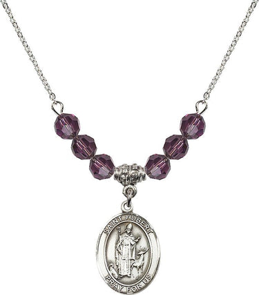 Collar de San Huberto de Lieja con piedra de nacimiento | 1,9 cm | Cuentas de 6 mm