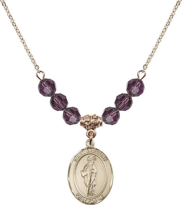 Collar de San Gregorio Magno con piedra de nacimiento | 1,9 cm | Cuentas de 6 mm