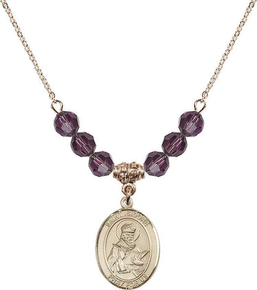 Collar con piedra natal de San Isidoro de Sevilla | 1,9 cm | Cuentas de 6 mm