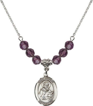 Collar con piedra natal de San Isidoro de Sevilla | 1,9 cm | Cuentas de 6 mm
