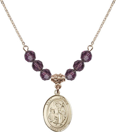 Collar de San Santiago el Mayor con piedra de nacimiento | 1,9 cm | Cuentas de 6 mm