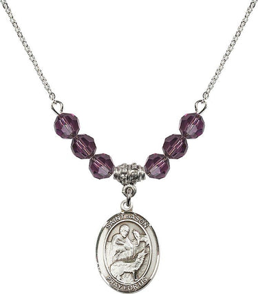 Saint Jason Birthstone Necklace | 3/4 inch | 6mm Beads