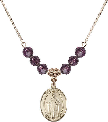 Saint Justin Birthstone Necklace | 3/4 inch | 6mm Beads