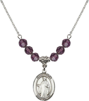Saint Justin Birthstone Necklace | 3/4 inch | 6mm Beads