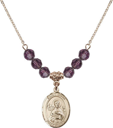 Saint John the Apostle Birthstone Necklace | 3/4 inch | 6mm Beads