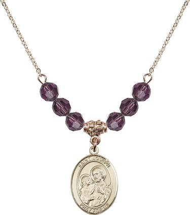Saint Joseph Birthstone Necklace | 3/4 inch | 6mm Beads | N30-8058
