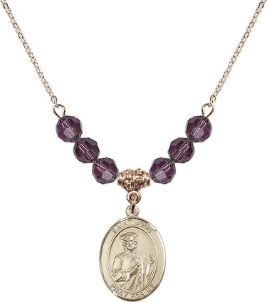 Saint Jude Thaddeus Birthstone Necklace | 3/4 inch | 6mm Beads