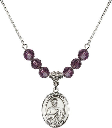 Saint Jude Thaddeus Birthstone Necklace | 3/4 inch | 6mm Beads