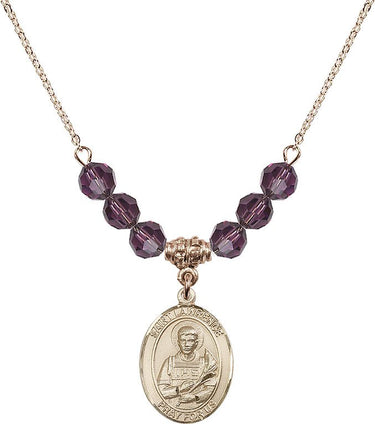 Saint Lawrence Birthstone Necklace | 3/4 inch | 6mm Beads