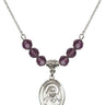 Saint Louise de Marillac Birthstone Necklace | 3/4 inch | 6mm Beads  Amethyst Sterling Silver