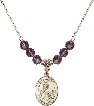 Saint Kilian Birthstone Necklace | 3/4 inch | 6mm Beads