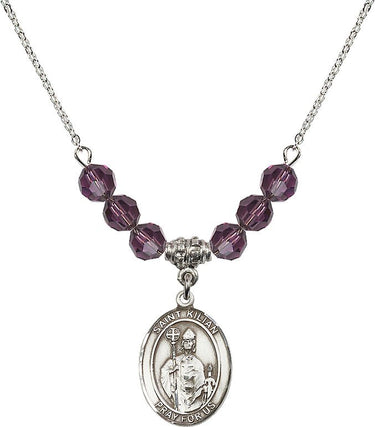 Saint Kilian Birthstone Necklace | 3/4 inch | 6mm Beads