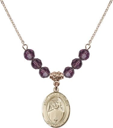 Saint Maria Faustina Birthstone Necklace | 3/4 inch | 6mm Beads