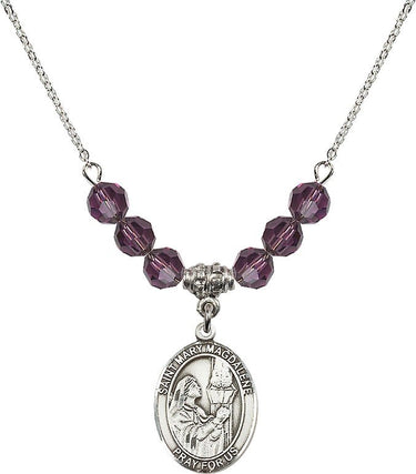 Saint Mary Magdalene Birthstone Necklace | 3/4 inch | 6mm Beads