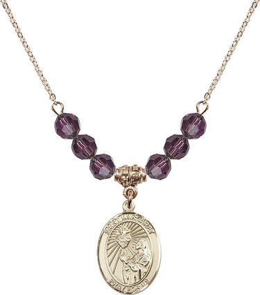 Saint Margaret Mary Alacoque Birthstone Necklace | 3/4 inch | 6mm Beads | N30-8072