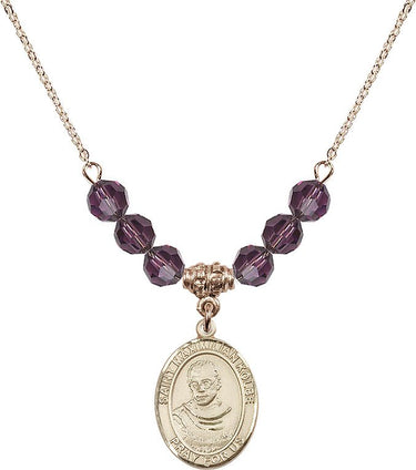 Saint Maximilian Kolbe Birthstone Necklace | 3/4 inch | 6mm Beads