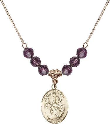 Saint Matthew the Apostle Birthstone Necklace | 3/4 inch | 6mm Beads