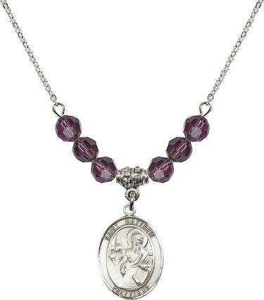 Saint Matthew the Apostle Birthstone Necklace | 3/4 inch | 6mm Beads