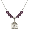 Saint Martha Birthstone Necklace | 3/4 inch | 6mm Beads  Amethyst Sterling Silver