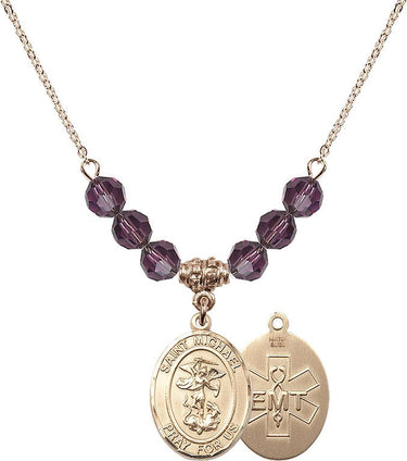 Saint Michael the Archangel EMT Birthstone Necklace | 3/4 inch