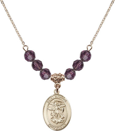 Saint Michael the Archangel Birthstone Necklace | 3/4 inch | 6mm Beads