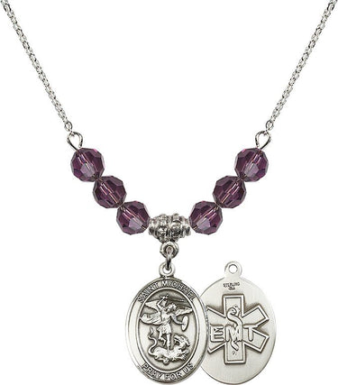 Saint Michael the Archangel EMT Birthstone Necklace | 3/4 inch
