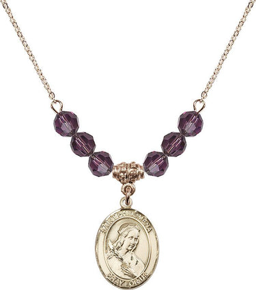 Saint Philomena Birthstone Necklace | 3/4 inch | 6mm Beads