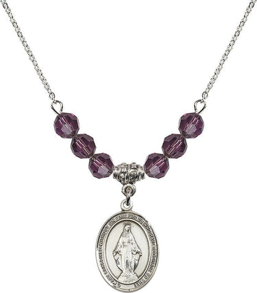 Beads Miraculous Medal Birthstone Necklace | 3/4 inch | 6mm Beads | N30-8078