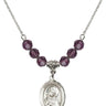 Saint Monica Birthstone Necklace | 3/4 inch | 6mm Beads  Amethyst Sterling Silver