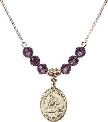 Collar de Nuestra Señora de Loreto con piedra natal | 1,9 cm | Cuentas de 6 mm