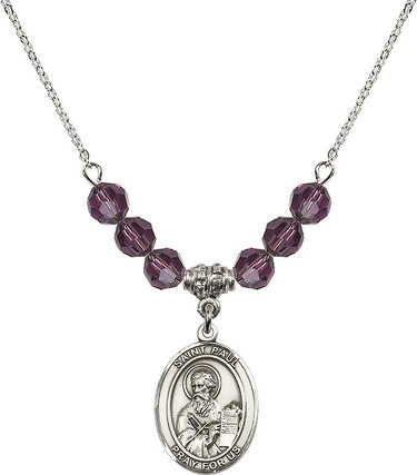 Saint Paul the Apostle Birthstone Necklace | 3/4 inch | 6mm Beads