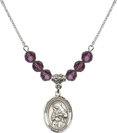 Collar con piedra de nacimiento de Nuestra Señora de la Providencia | 1.9 cm | Cuentas de 6 mm