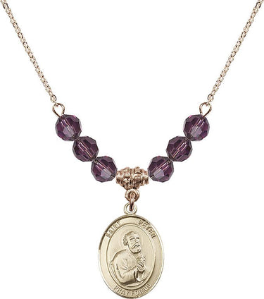 Saint Peter the Apostle Birthstone Necklace | 3/4 inch | 6mm Beads