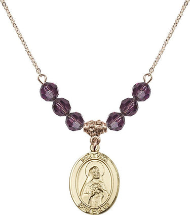 Saint Rita of Cascia Birthstone Necklace | 3/4 inch | 6mm Beads
