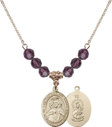 Collar Escapulario con Piedra de Nacimiento | 3/4 pulgada | Cuentas de 6mm | N30-8098