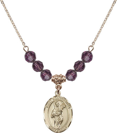 Saint Scholastica Birthstone Necklace | 3/4 inch | 6mm Beads