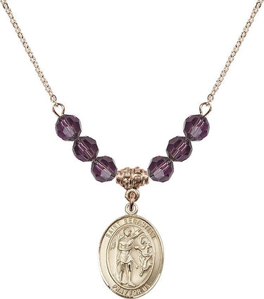 Saint Sebastian Birthstone Necklace | 3/4 inch | 6mm Beads