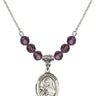 Saint Theresa Birthstone Necklace | 3/4 inch | 6mm Beads  Amethyst Sterling Silver