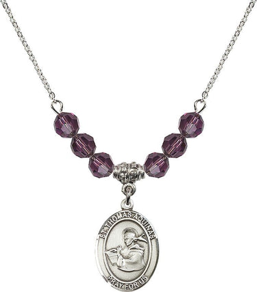 Collar de Santo Tomás de Aquino con piedra natal | 1,9 cm | Cuentas de 6 mm